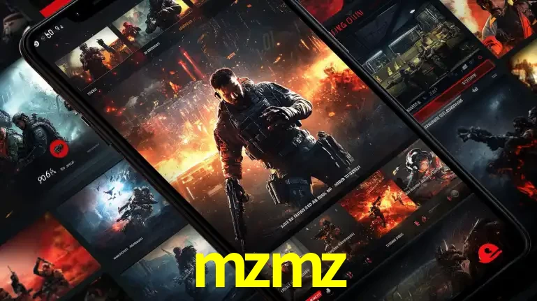Tela de um celular exibindo uma galeria de jogos de tiro com temática militar, mostrando a variedade de e-sports disponíveis para apostas na plataforma de entretenimento mzmz.