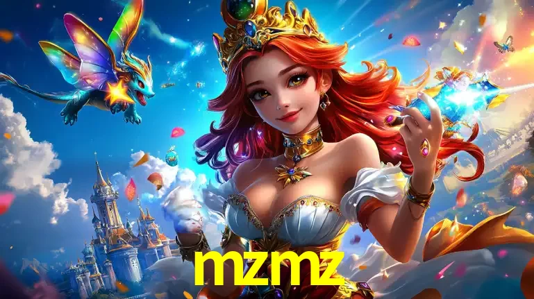 A princesa de um reino de fantasia mágico, com seu pequeno dragão, apresentando um mundo de prêmios encantados nos jogos de caça-níqueis do cassino mzmz.